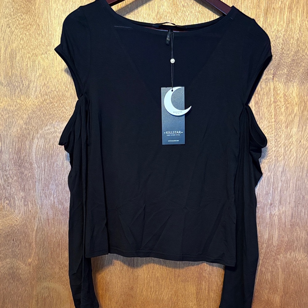 Killstar Black Cut-Out Sleeve Blouse S